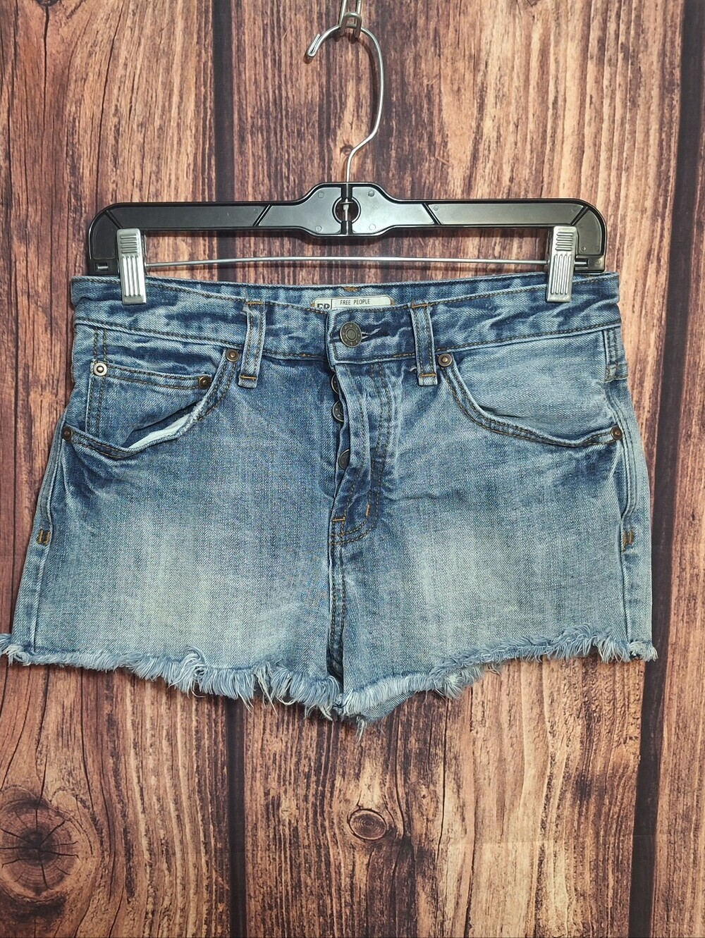 Free People Light Blue Denim Frayed Hem Shorts Size 26!